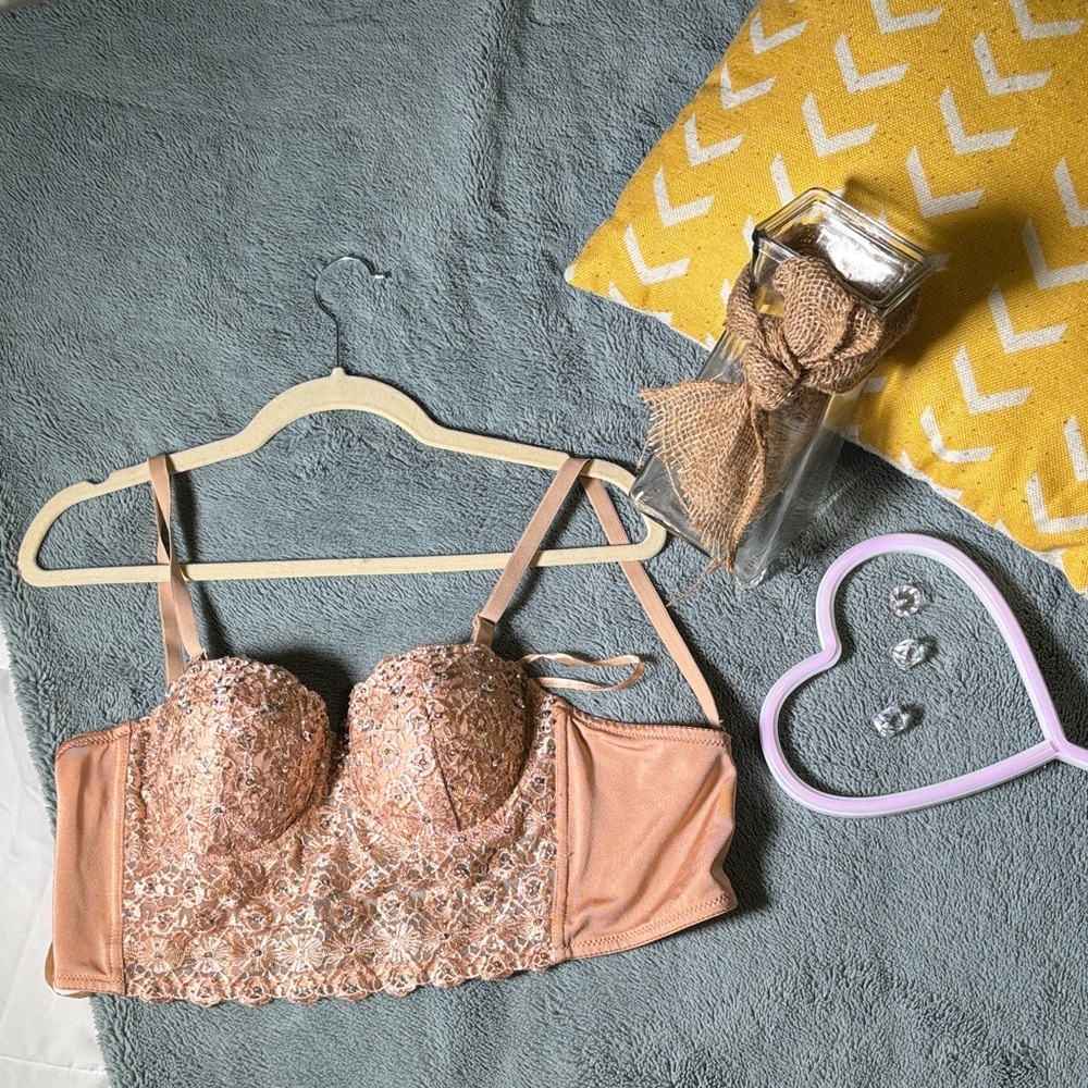 Luxe Beaded Women's Bra in nude
